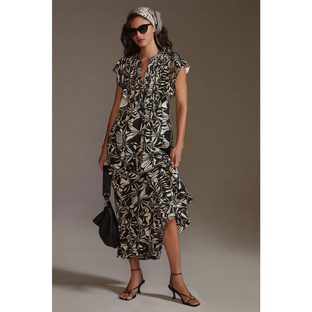 Maeve - Chic Black and White Floral Cassandra Maxi Dress, size S